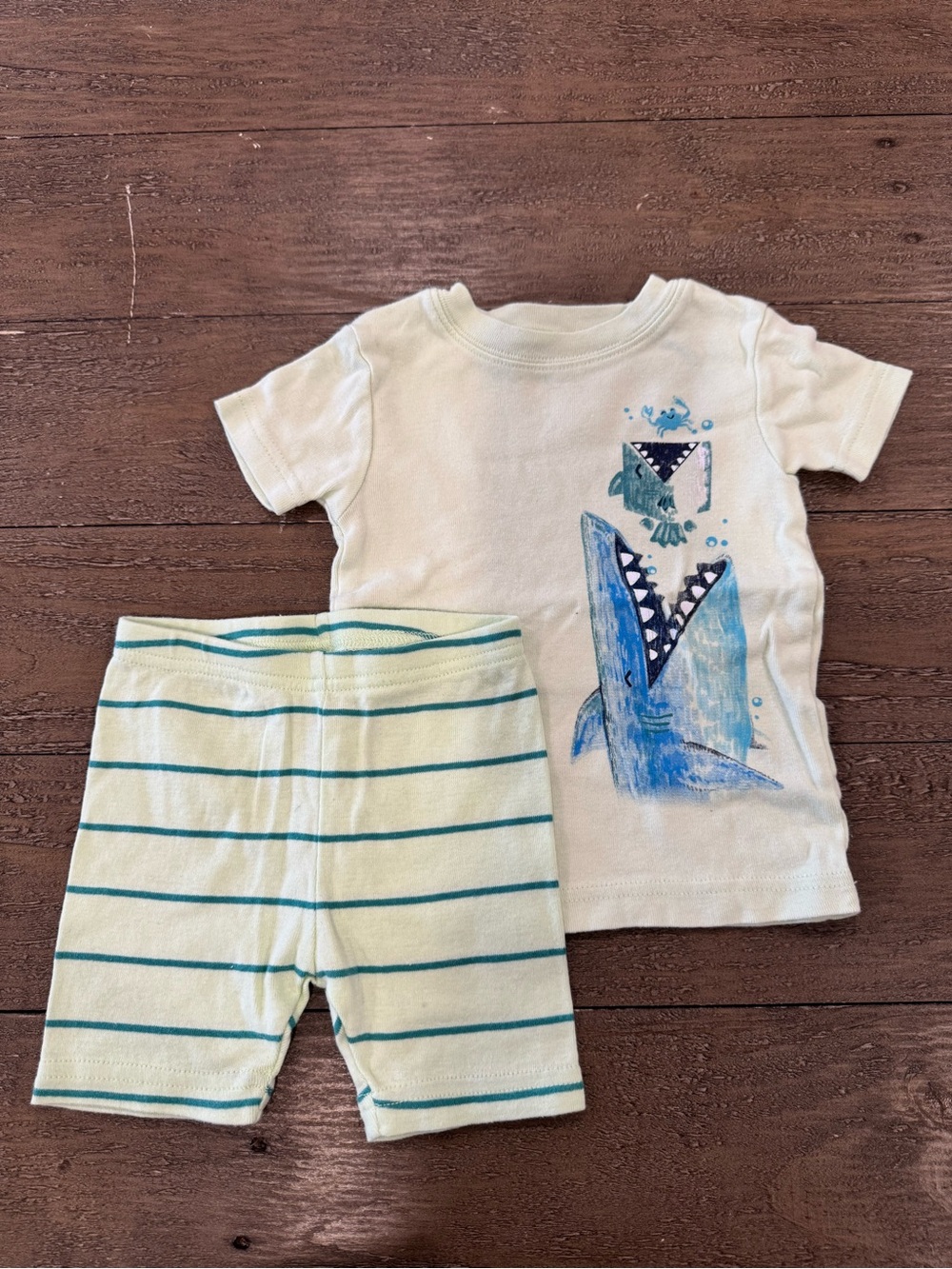 Carter's White & Blue Shark Short Sleeve Pajama Set